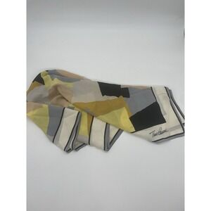 Tino Lauri 36" Silk Scarf Italy Brown‎ Beige Geometric Retro Designer Classic